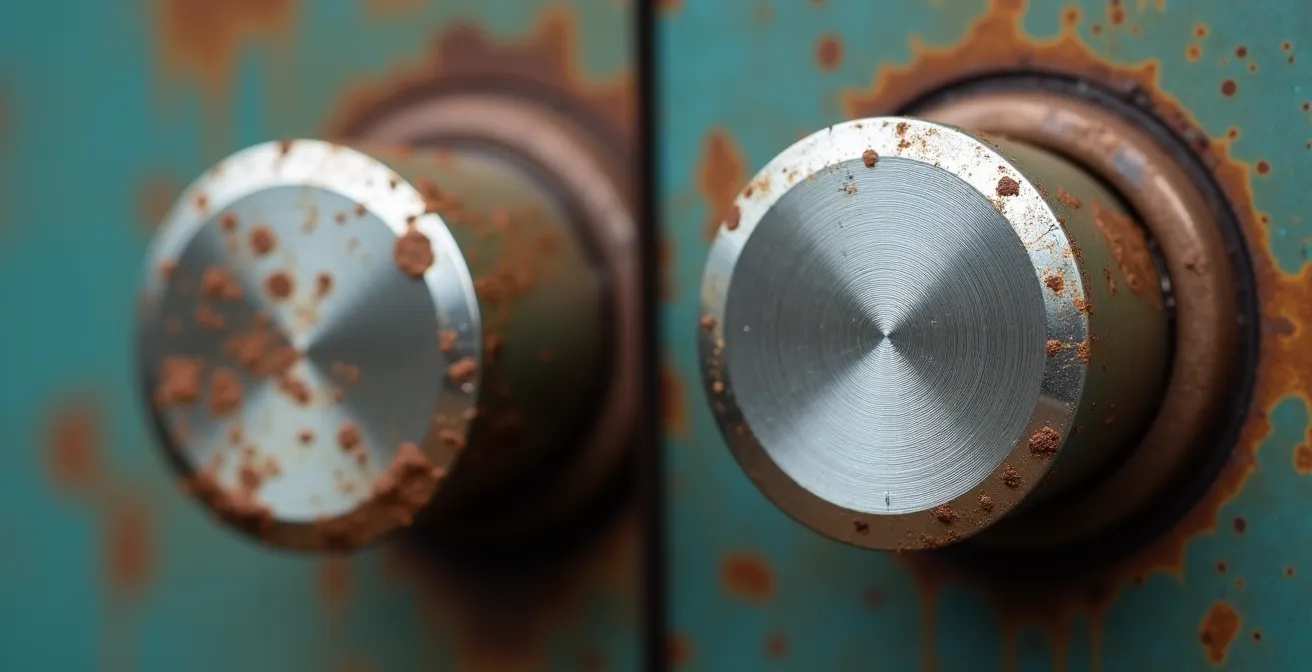 Side-by-side comparison of modern compact audio interface and vintage analog equipment