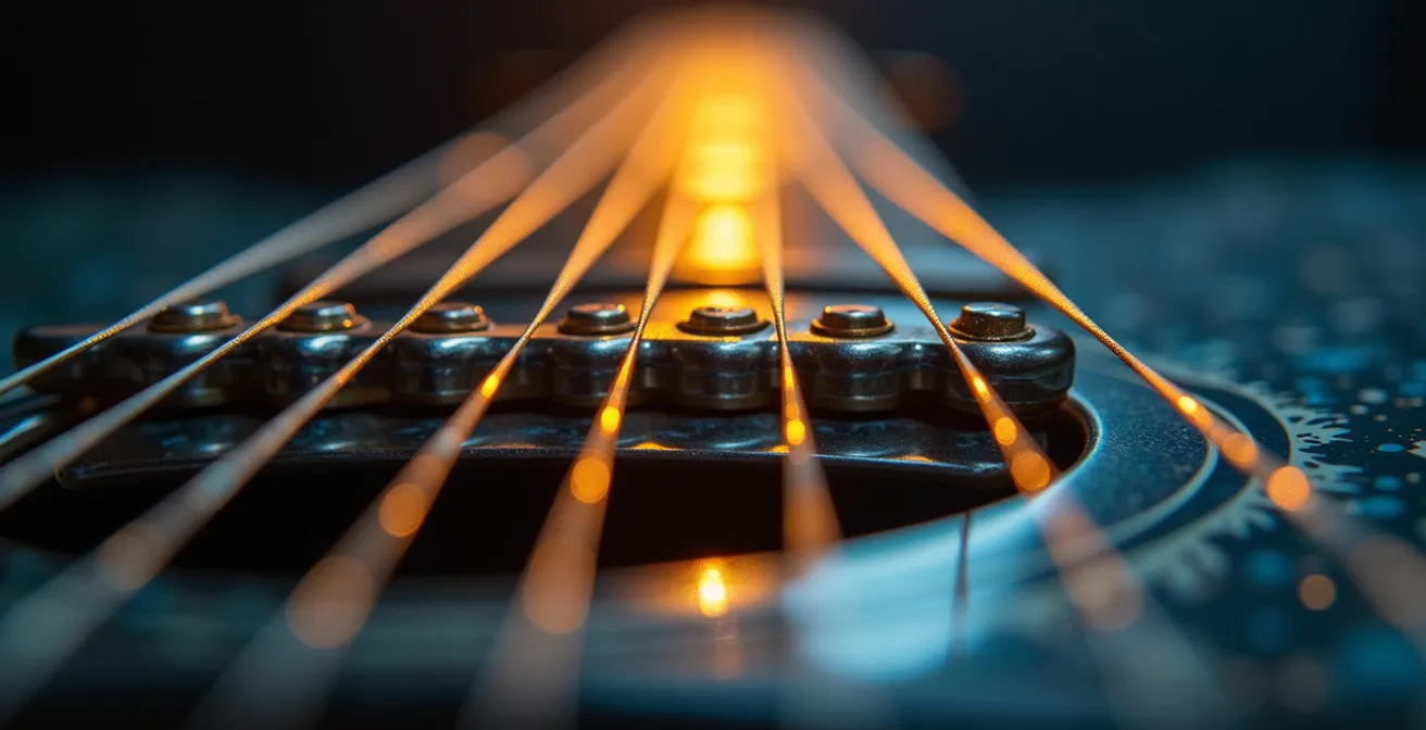 Abstract visualization of breaking free from repetitive musical patterns