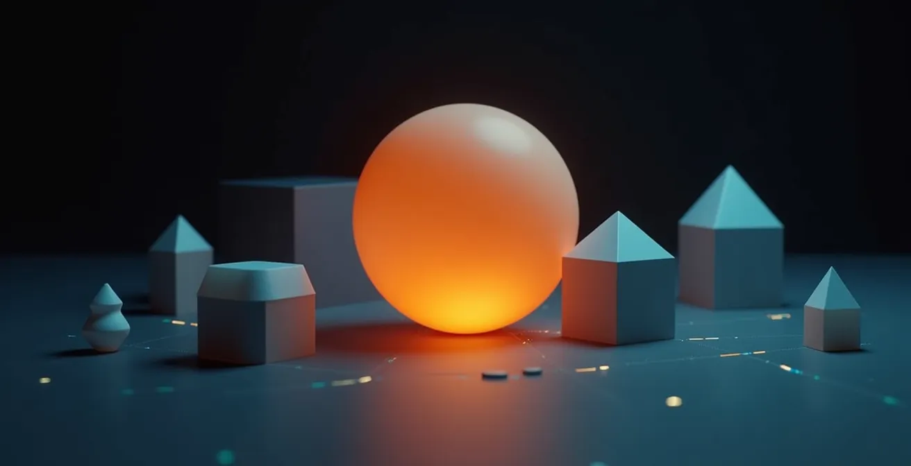 Abstract composition showing visual hierarchy with one dominant element and supporting subtle elements