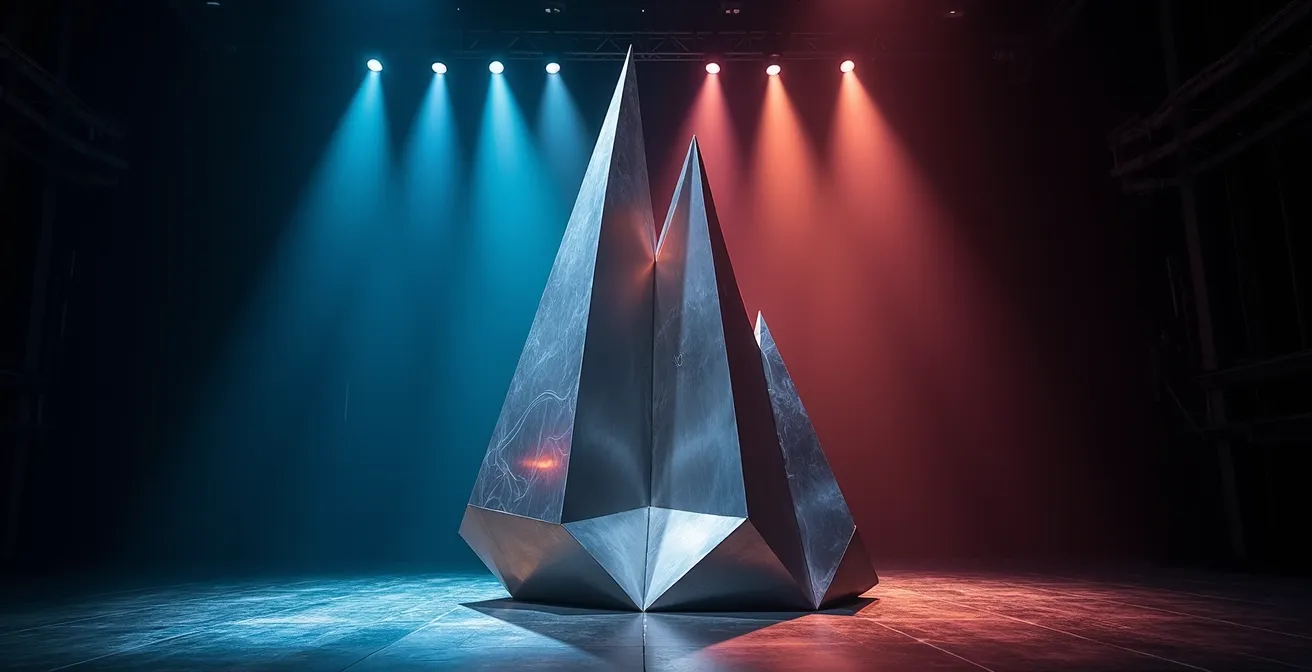 3D sculpture with dynamic light projections responding to sound waves in real-time