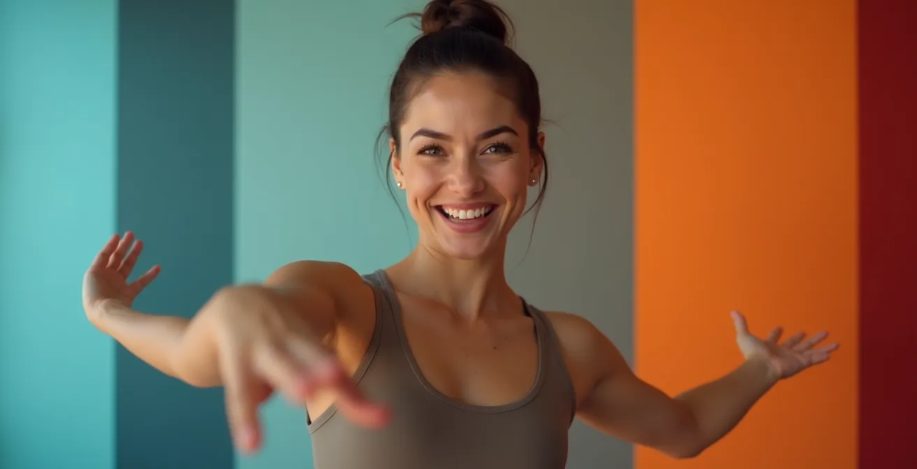 Dancer frozen mid-gesture in an incomplete movement, suggesting continuation and inviting participation.